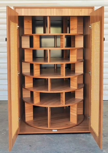 Rotating Wooden Shoe Storage Cabinet