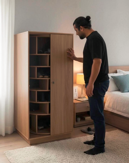Rotating Wooden Shoe Storage Cabinet